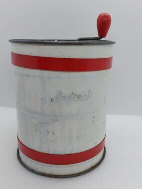 Vintage Androck Flour Sifter Red Metal & Wood Crank Handle